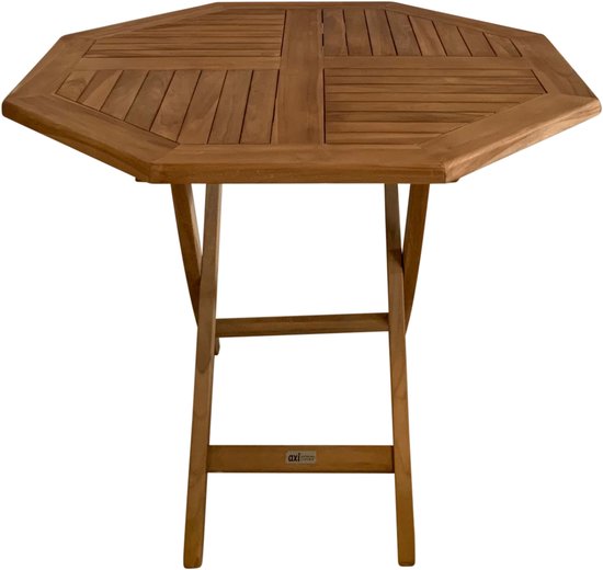 AXI Sana Teak Tuintafel Achtkantig – 100 x 100 x 75 cm – Opklapbaar – Achtkantige Klaptafel – Houten Tuintafel - Bruin – Voor 4 Personen - Voor Tuin, Terras en Balkon