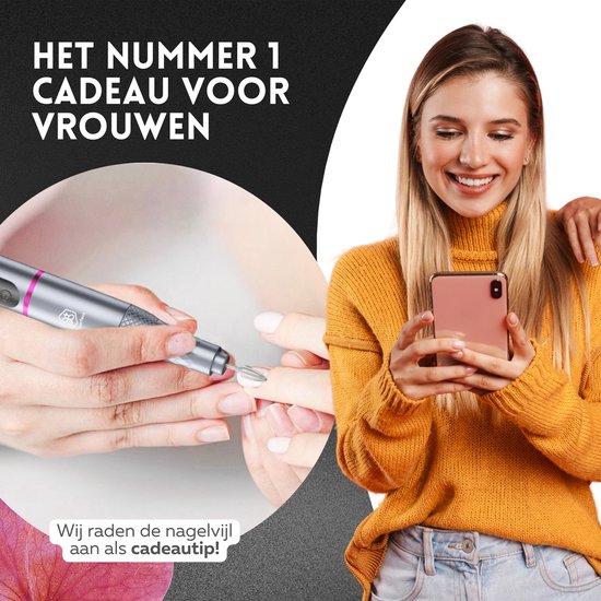 Beeperfect® Draadloze Elektrische Nagelvijl Pro Edition - Nagelfrees - Manicure en Pedicure set - Oplaadbaar - 11 Bitjes en 60 Schuurrolletjes - 30.000RPM