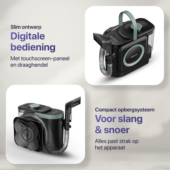 LUMAN 10 in 1 Tapijtreiniger PRO 1800W - 100°C Stoomfunctie en Zelfreinigend - Vlekkenreiniger - Stoomreiniger - Zetelreiniger - Reiniger voor bank, vloer, auto en tapijt - 7 Meter Snoer