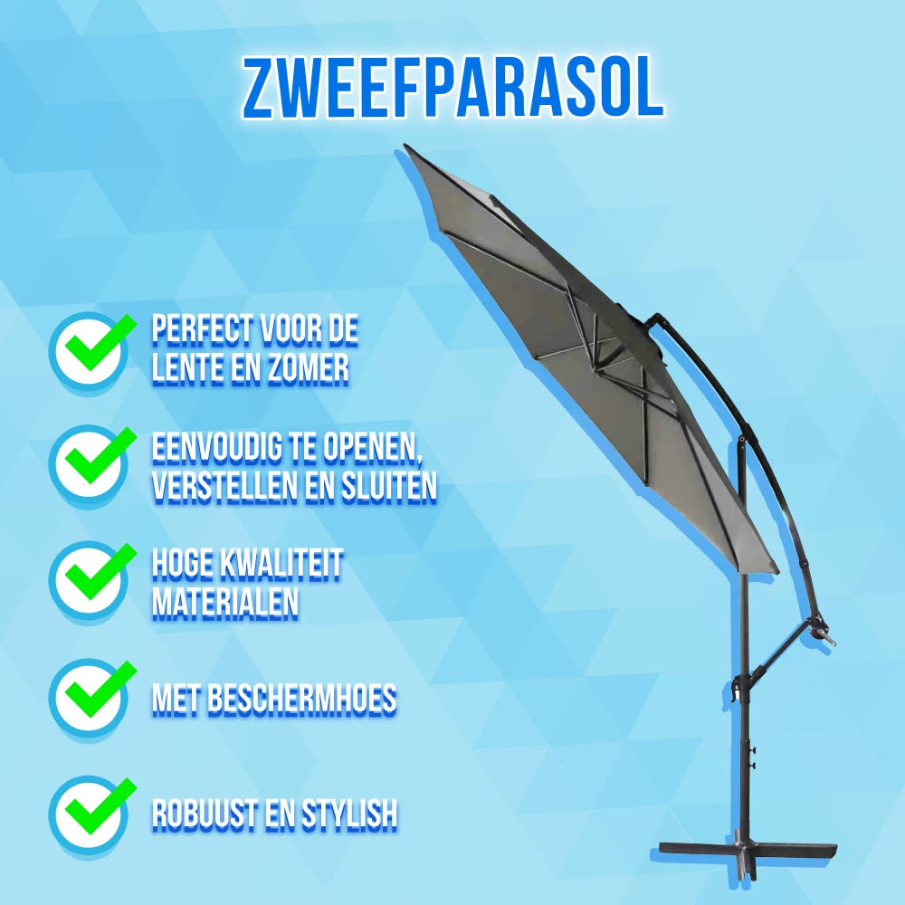 Lifa Garden Zweefparasol - 300 x 300 cm - Grijs