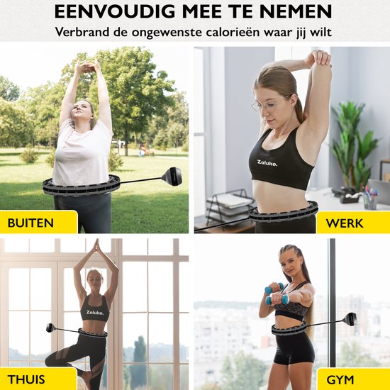 Zoluko Hoelahoep XXL - 130 cm Omtrek - Hula Hoop - Hoepel - Hoelahoep Fitness - Hula Hoop Fitness - Fitness Hoepel - Weighted Hula Hoop - Weight Hoop - Hoelahoep met Gewicht - Hoelahoep Volwassenen - Hoepel Fitness - Body Hoop - Zwart