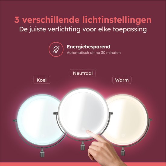 Fraay® Make Up Spiegel met LED Verlichting - 10x Vergroting - Licht - Oplaadbaar - Zwart
