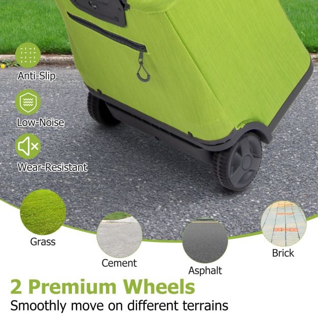 Coast Folding Shopping Cart - 50L capaciteit - Opvouwbaar ontwerp - Aluminium frame - 2 wielen - In hoogte verstelbaar - 3 opbergvakken - Groen