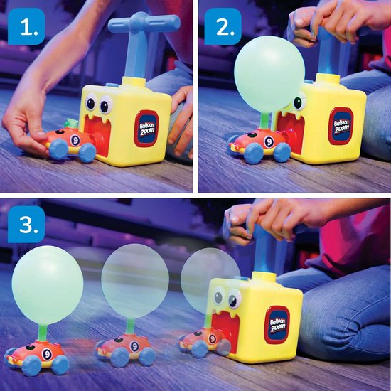 Mediashop Balloon Zoom - Ballon-auto-speelgoed voor kinderen vanaf 3 jaar - inclusief auto en raketmodus - gloeit in het donker