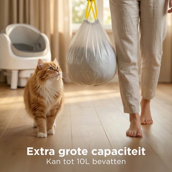 TrevoPet® Kattenbakzakken – 60 Stuks Lekvrije Vuilniszakken – Afvalzakjes Geschikt voor Zelfreinigende Kattenbak - 3 Rollen