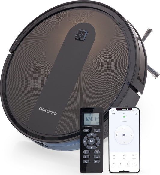 Auronic Robotstofzuiger met Dweilfunctie - WiFi en App - 1400Pa - Automatisch Laadstation - Dubbel Filtersysteem - Zwart