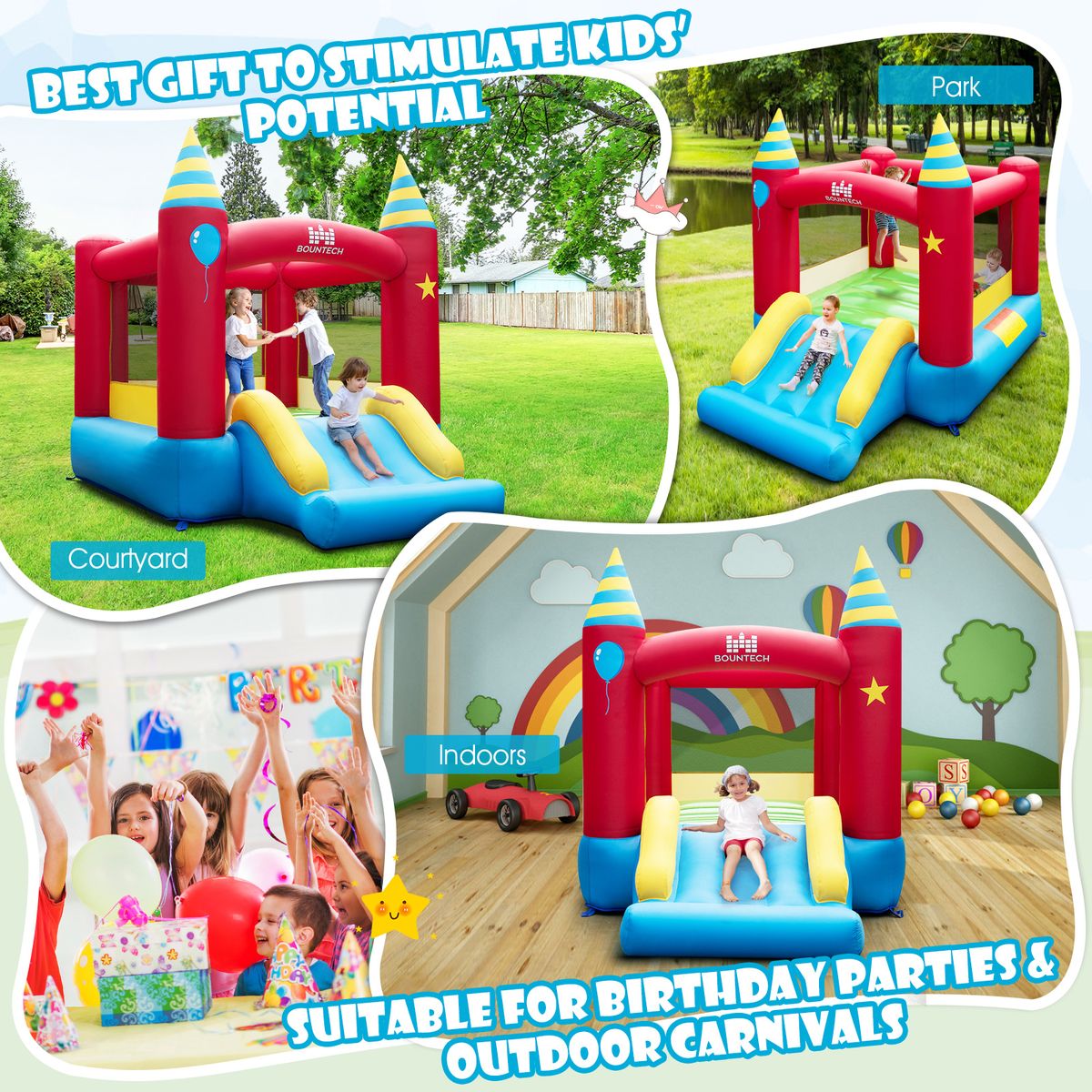 Coast Springkasteel voor kinderen - met glijbaan en draagtas - zonder blower - 190 x 260 x 205 cm