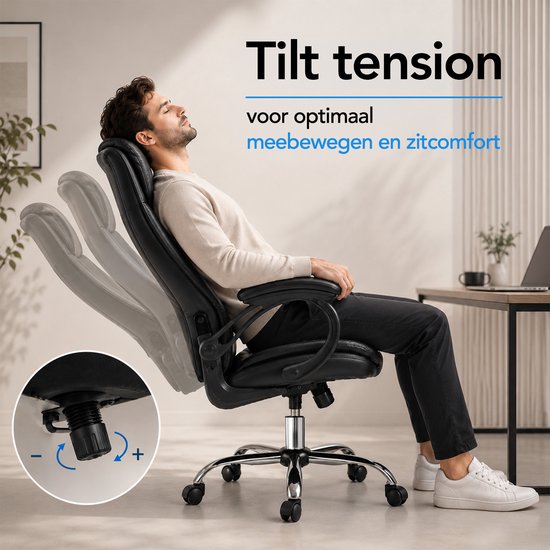 Infinity Goods Ergonomische Bureaustoel - Office Chair - Verstelbaar - 4D Lendensteun & Mesh - Tot 150kg - NEN-EN1335 - Zwart