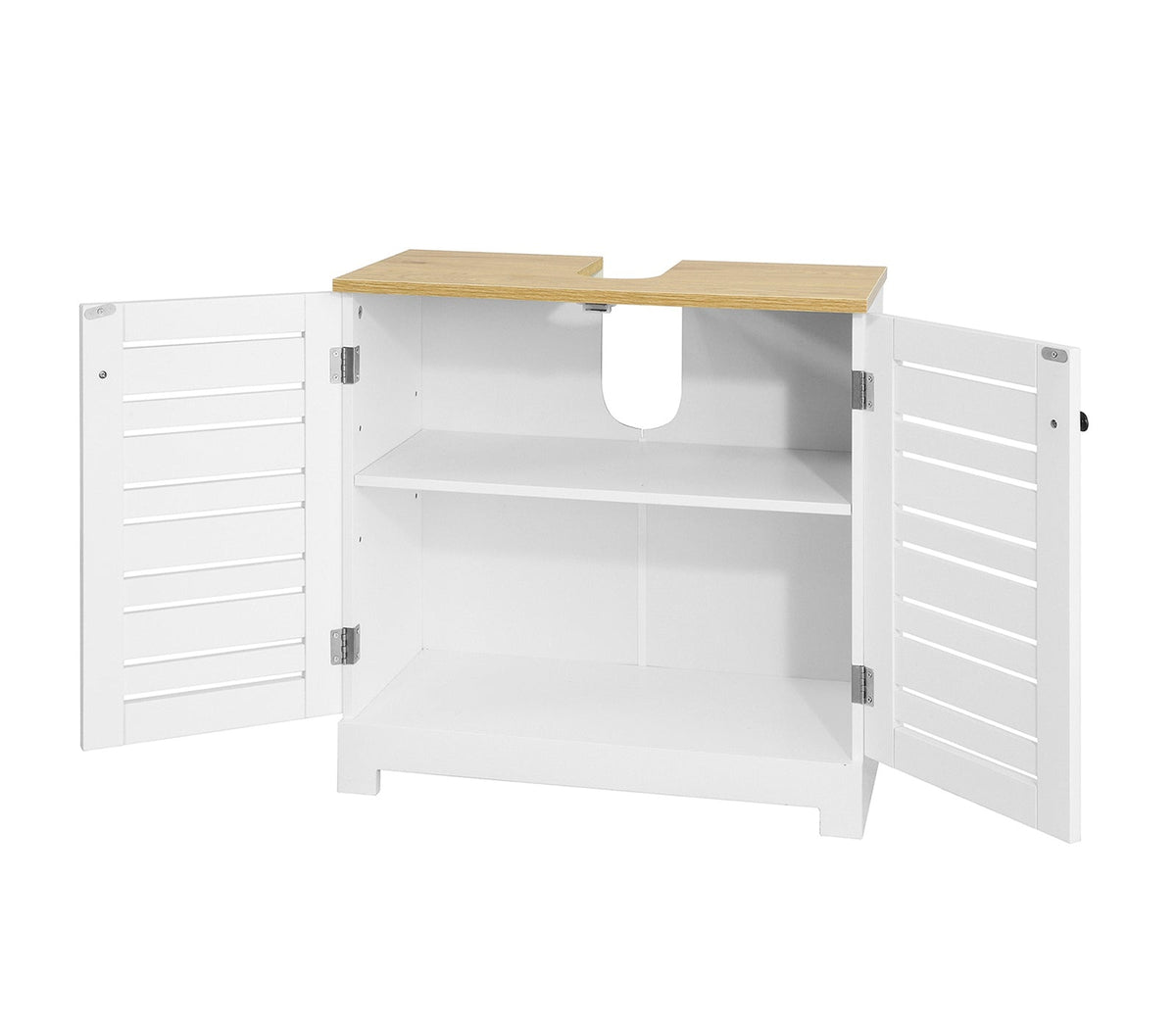 SoBuy Wastafelmeubel - 2 Laags - 2 Deurs - 60 x 30 x 59 cm - Wit