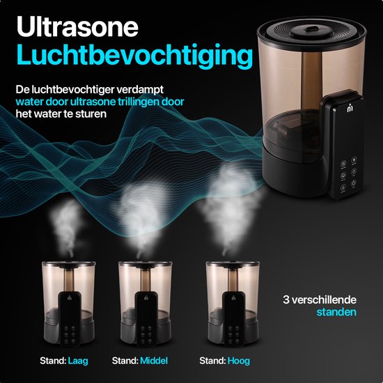MATTI® - Luchtbevochtiger - Luchtbevochtigers 6L - Humidifier - Koele & Warme Mist - Ultrasoon