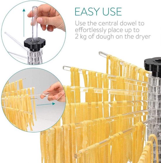 Pasta Droogrek - Opvouwbaar Rek voor Gemakkelijke Opslag met 16 Armen - Verse Pasta Drogen - Noodle Droogrek voor Spaghetti Ect pasta droogrek