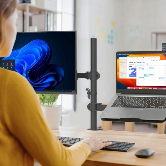 Auronic Monitor Arm - 2 Schermen - 13 tot 27 Inch - Verstelbaar - Staal - Zwart