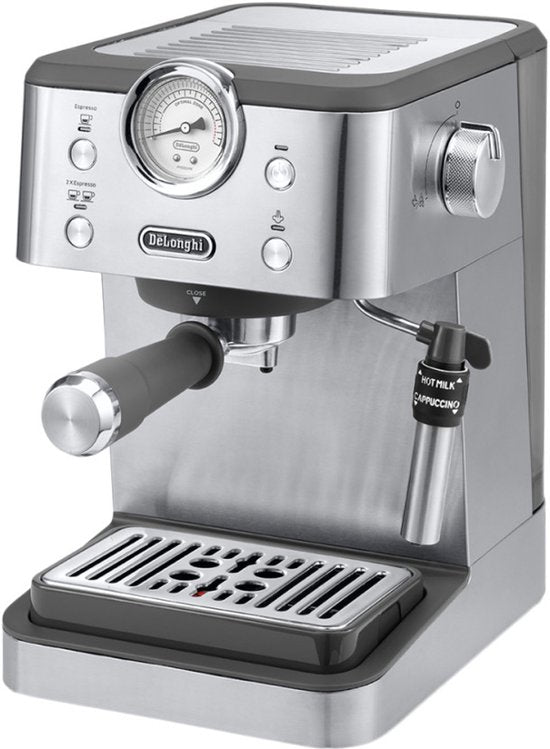 De'Longhi Classic EM450.M – Pistonmachine - Handmatige Espresso & Cappuccino - Volledig RVS Behuizing - Zilver