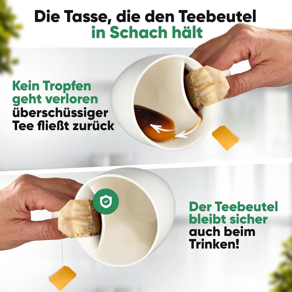 Neighbour's Friend Gepatenteerde theemok wit met zakjeshouder I Keramische mok groot 325ml I Theemok steengoed I Keramische mok voor thee I Vaatwasmachinebestendige theemokken I Modern design voor theedrinkers