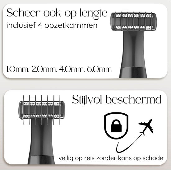 4-in-1 Bikinitrimmer + Reistas - Sansbeauté® - Gezicht - Oksels - Benen - Bikinilijn - Wenkbrauwtrimmer - Gezichtsontharing Dames - Intieme Zone - Ladyshaves Bikini - Ontharingsapparaat Elektrisch