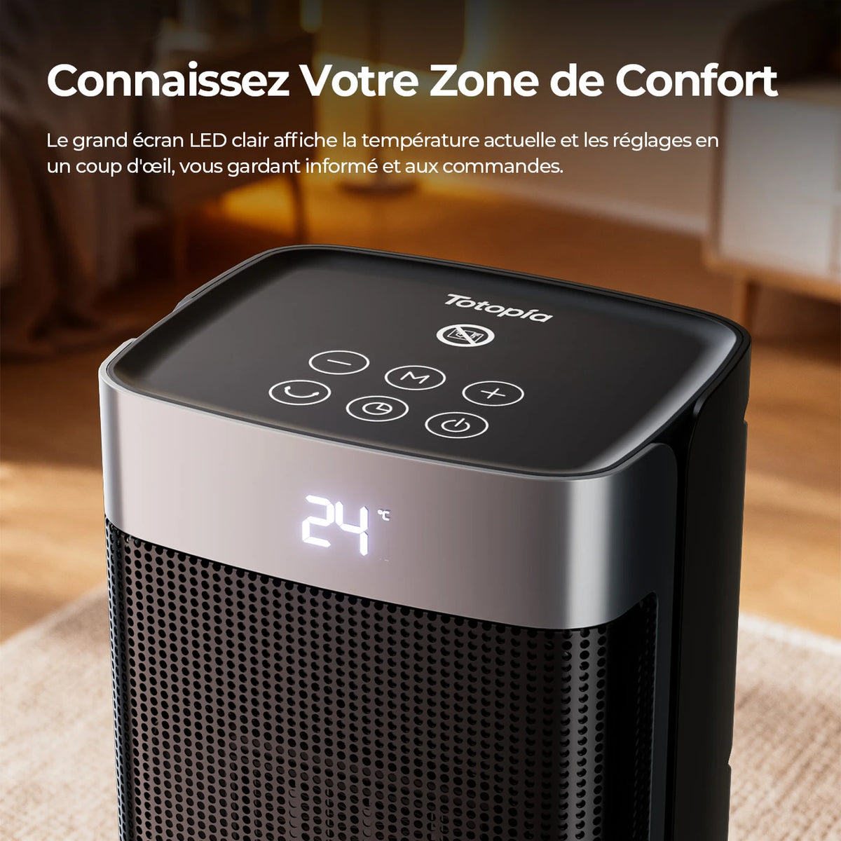 Totopia 2000W Keramische Kachel - PTC Elektrische Verwarming met Afstandsbediening - 12u Timer - Oscillatie - 40 × 15 × 12 cm - Zwart