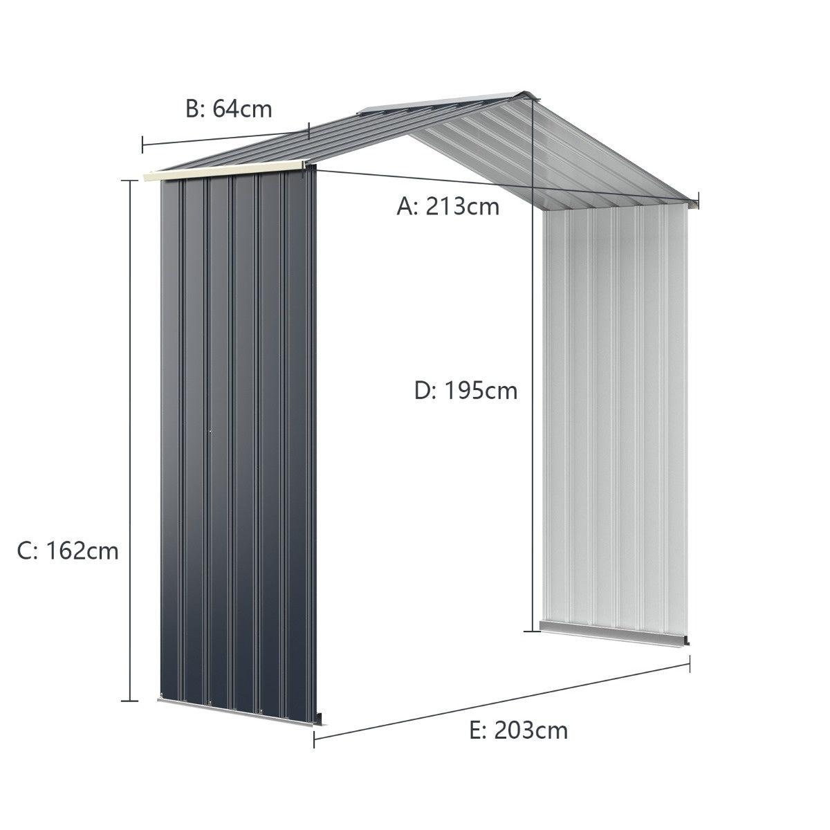 Coast Metalen Tuinhuis Uitbreidingsset - 213 x 162 x 64 cm - Grijs