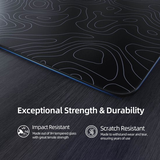 ATTACK SHARK CM05 Tempered Glass Gaming Mouse Pad - Glazen Muismat - Ultra-Smooth Surface - 9H Tempered Glass - 45*40CM - eSport Gaming Mousepad - Black Contour Line