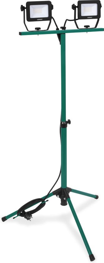 VONROC Led werklamp 2x 20W – 3200 lumen – In hoogte verstelbaar statief - Draai- en kantelbaar