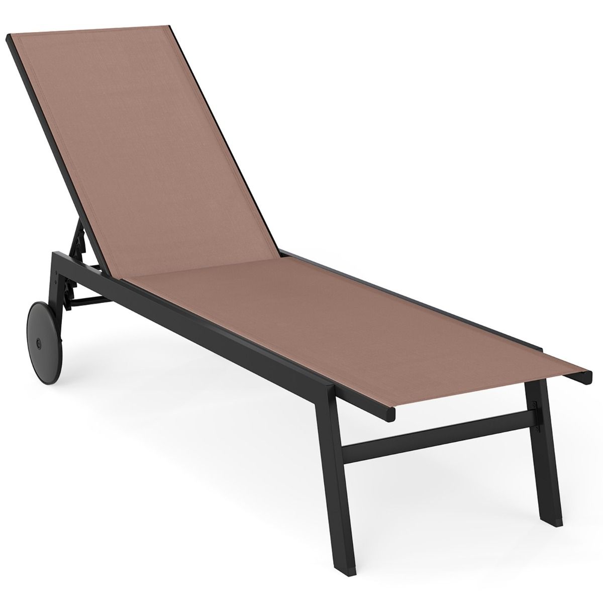 Coast tuinligstoel op wielen - 6 standen verstelbare rugleuning - ademende bekleding - bruin - 1 stuks