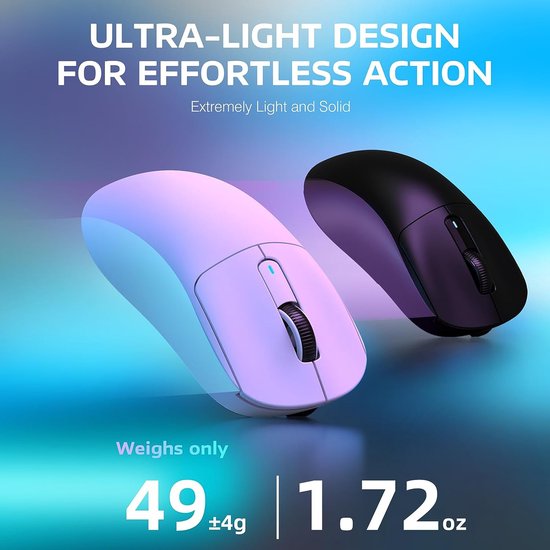 ATTACK SHARK X3 Draadloze Gaming Muis - Wired/2.4G/BT5.4 - Lichtgewicht 49G - PAW3395 - 26000DPI - Wit