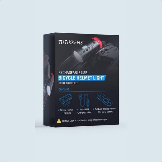 Helmlamp LED Fietsverlichting - Helm Voorlicht & Achterlicht - USB Oplaadbaar, Waterdicht Fietslampje, Zwart