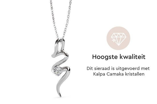 Yolora Dames Ketting met Hanger - Kalpa Camaka Kristal - Zilverkleurig - 18K Witgoud Verguld