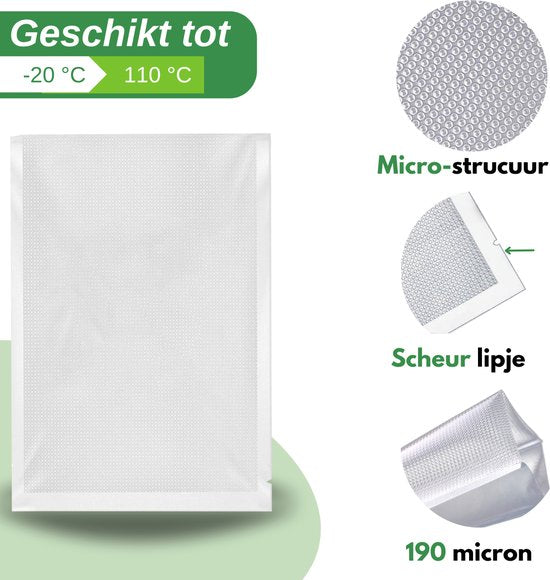 Vaive Vacuumzakken Voedsel 30 x 40 - 100 stuks - Vacumeerzakken - Vacuum / sous vide zakken - BPA vrij
