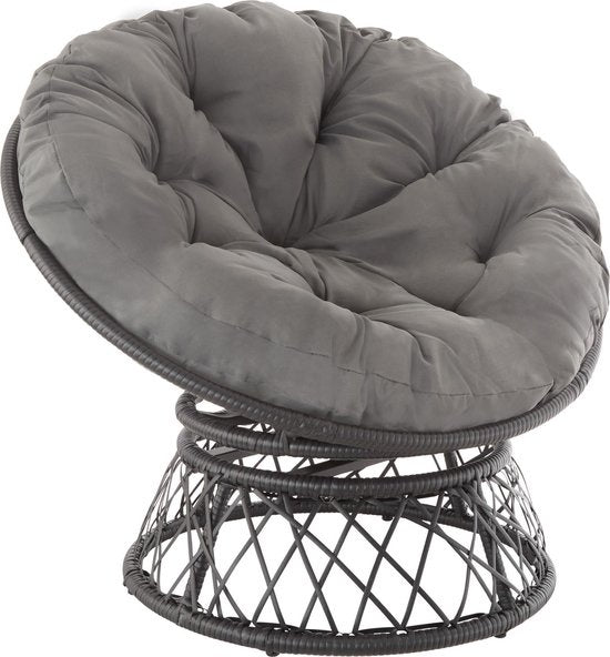 tectake® - Wicker papasan fauteuil Gargano zwart - 403552 - poly-rattan