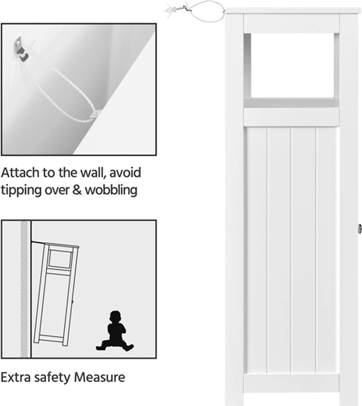 Yaheetech Badkamerkast Wit – Voorzien Van 3 Lades En Kastje Met Verstelbare Plank En Open Opbergvak – Voor Woonkamer En Slaapkamer – Wit Mdf En Metaal – 55,5 x 29,5 x 86,5 cm