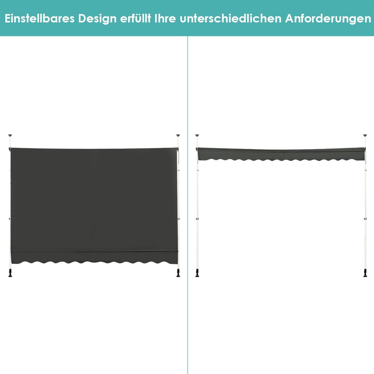 Coast Zonnescherm - Waterdicht Schaduwdoek - 300 x 120 cm - Grijs