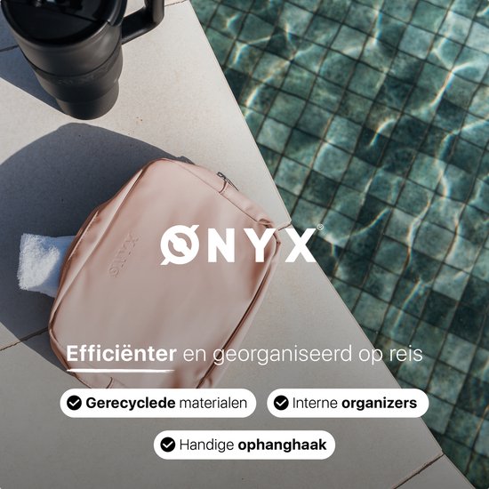 ONYX Toilettas Roze - Make Up Tasje - Cosmetica Organizer - Slimme Indeling - Make-Up Spiegel - Hangbaar - Dames en Heren - Maat: M