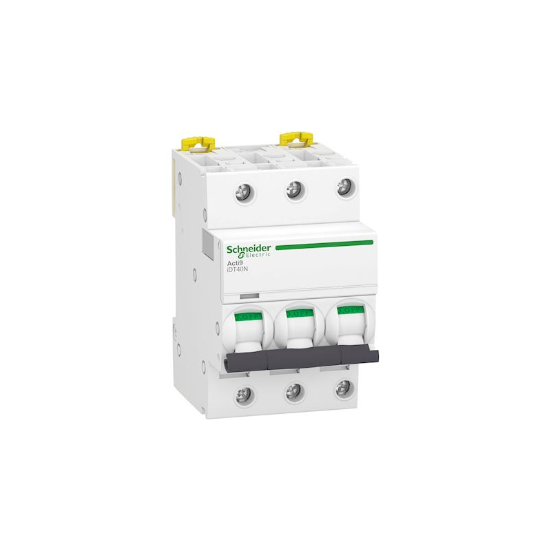 Schneider Electric Acti9 iDT40N Installatieautomaat – 3-polig – 16A – C-karakteristiek – 3 modules – Wit – 44 mm inbouwdiepte