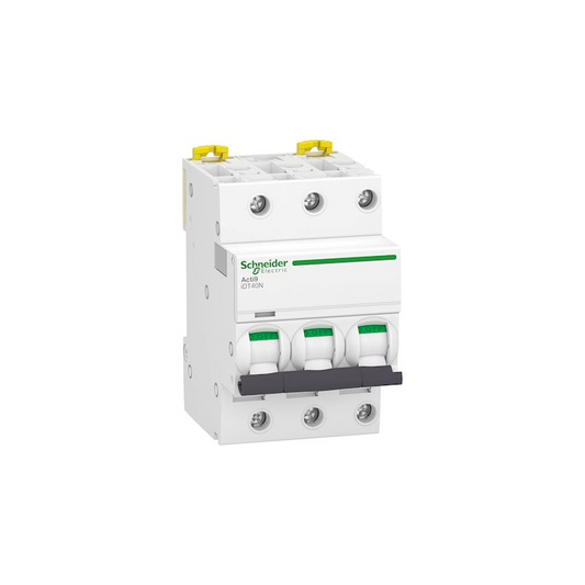 Schneider Electric Acti9 iDT40N Installatieautomaat – 3-polig – 16A – C-karakteristiek – 3 modules – Wit – 44 mm inbouwdiepte