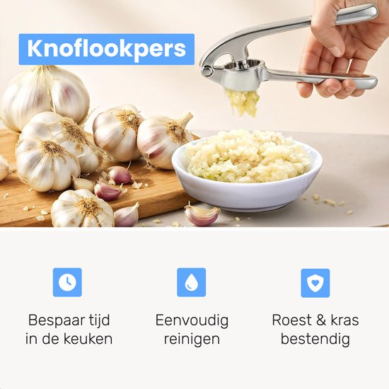 Knoflookpers - Lookpers - Gemberpers - Knoflookrasp - RVS - Zilver - Luft