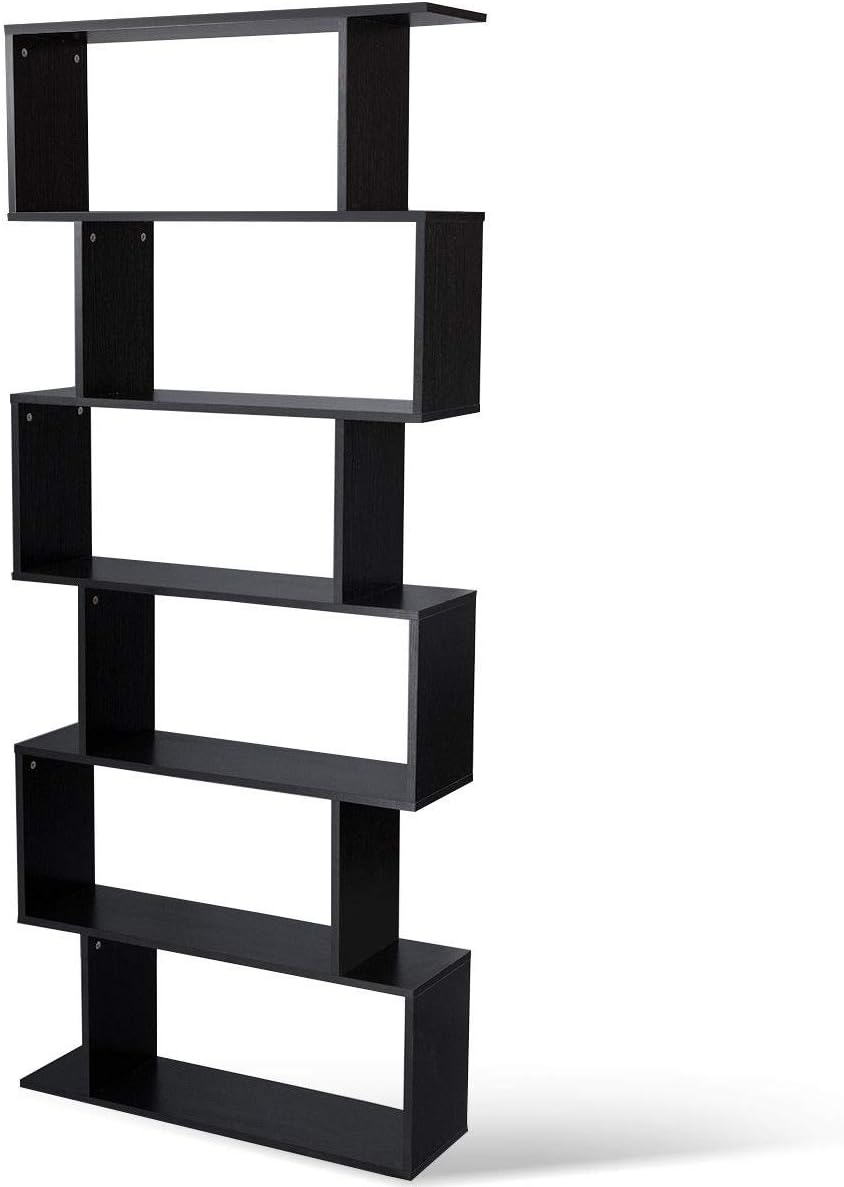 Coast Standregal 6 Level S-vorm Boekenkast opslagplek hout kleurselectie zwart-zwart