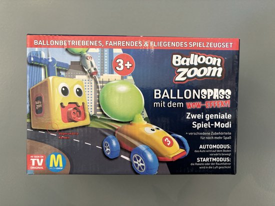 Mediashop Balloon Zoom - Ballon-auto-speelgoed voor kinderen vanaf 3 jaar - inclusief auto en raketmodus - gloeit in het donker