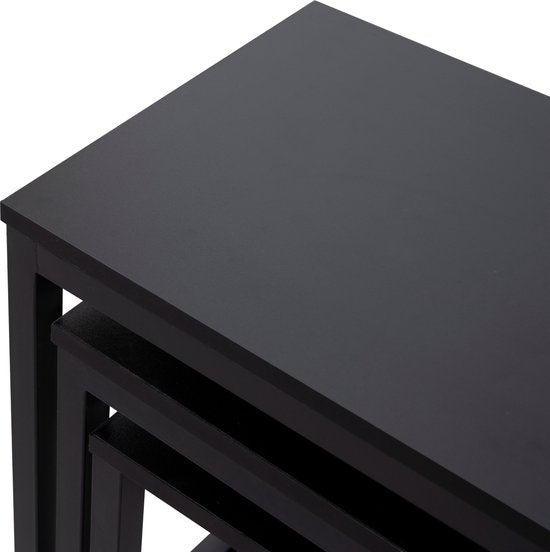Stoere Industriële Zwarte Bijzettafel Set van 3: Ruimtebesparing met Stijl