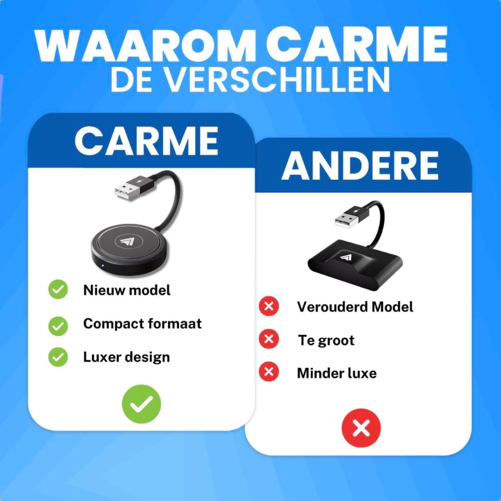CarMe Luxe Android Auto Dongle - Draadloos Android Auto - USB-A & USB-C - 5GHz Verbinding - Automatische Verbinding - Compact Design - Zwart