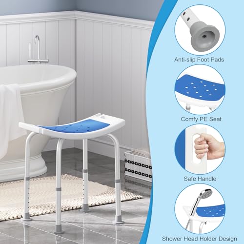 Eugad Douchezitje Verstelbaar - Ergonomisch, Antislip, Aluminium - Zilver