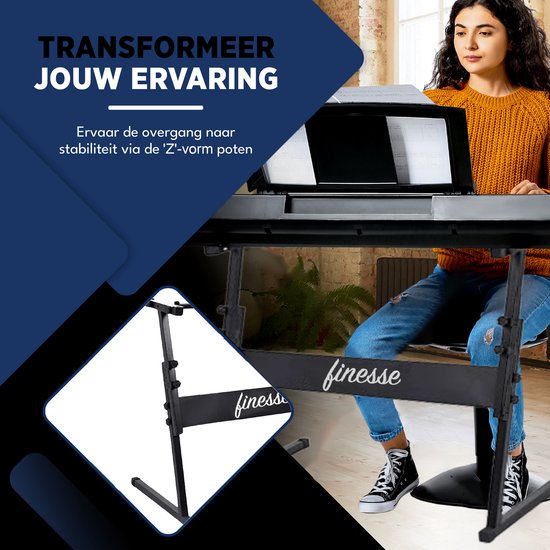 Finesse Keyboard Standaard - Verstelbaar - Statief - Piano Standaard - Toetsenbord Standaard