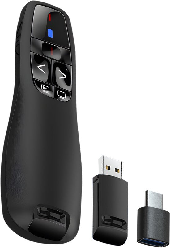 Nuvance Presentatie Klikker - Laser - Aanwijzer - Presenter - USB Ontvanger - Incl. USB C Adapter - Clicker