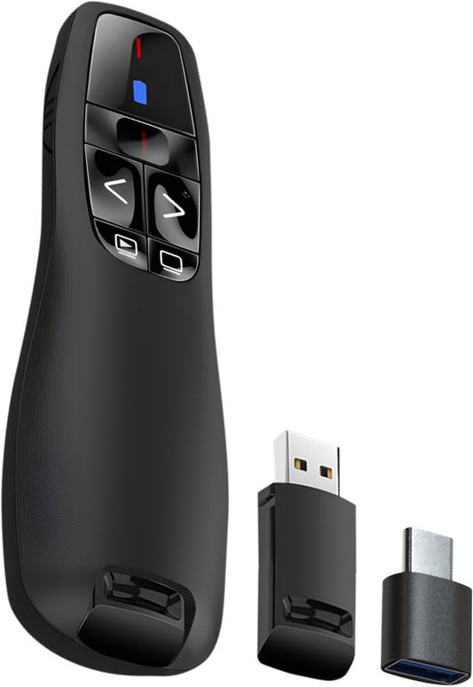 Nuvance Presentatie Klikker - Laser - Aanwijzer - Presenter - USB Ontvanger - Incl. USB C Adapter - Clicker