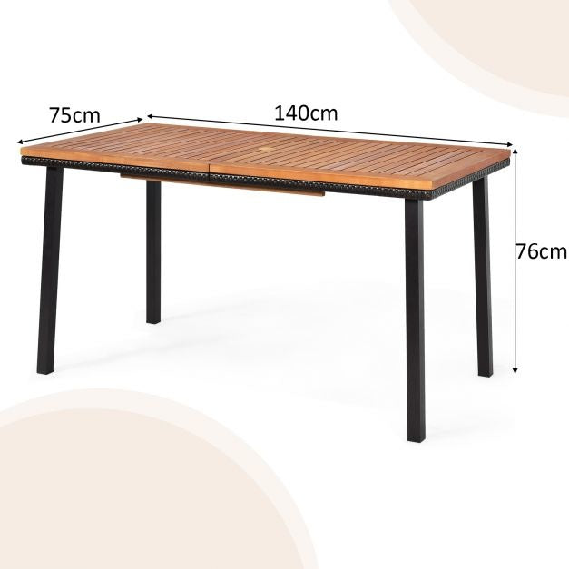 Coast Tuintafel – Met Parasolgat – max. 50 kg – 140 x 75 x 76 cm – Hout