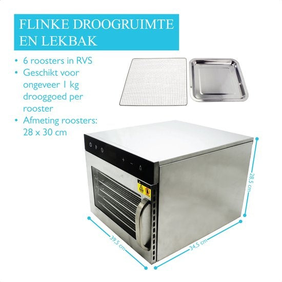 Wartmann 2206 DH voedseldroger, droogoven, dehydrator, RVS, 6-laags.