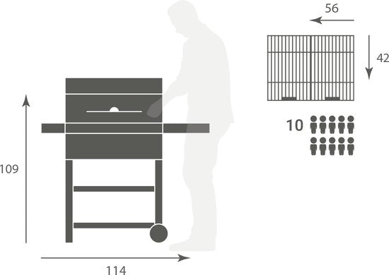 Boretti Carbone 2.0 Houtskoolbarbecue - Verstelbaar Kolenrek - Gietijzeren Roosters - Zwart