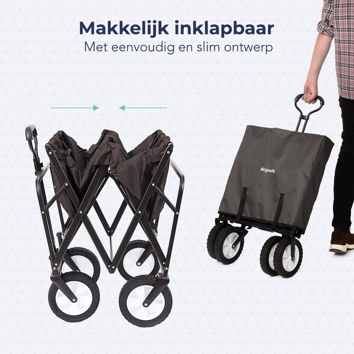 LifeGoods Bolderkar - Opvouwbaar - Draaibare wielen - 2 Standen - 70KG Draagkracht - Grijs