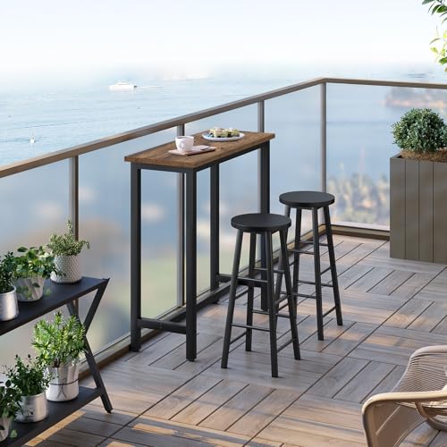 Woltu Bar tafel met metalen frame en spaanplaat blad - Vintage hout - 100 x 40 x 100 cm
