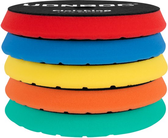 VONROC Polijstschijven - Ø 125mm – Poetsschijven - Complete set van 5 stuks correctie, glansherstel en finish