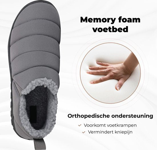 Pantoffels Heren - Sloffen - Grijs - Anti-slip - Maat 46/47 - Comfeet